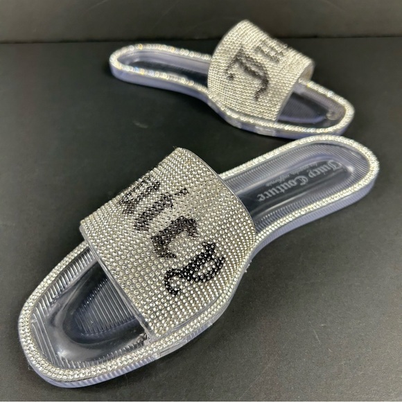 Juicy Couture Glittering Silver Slide Sandals - Picture 5 of 9